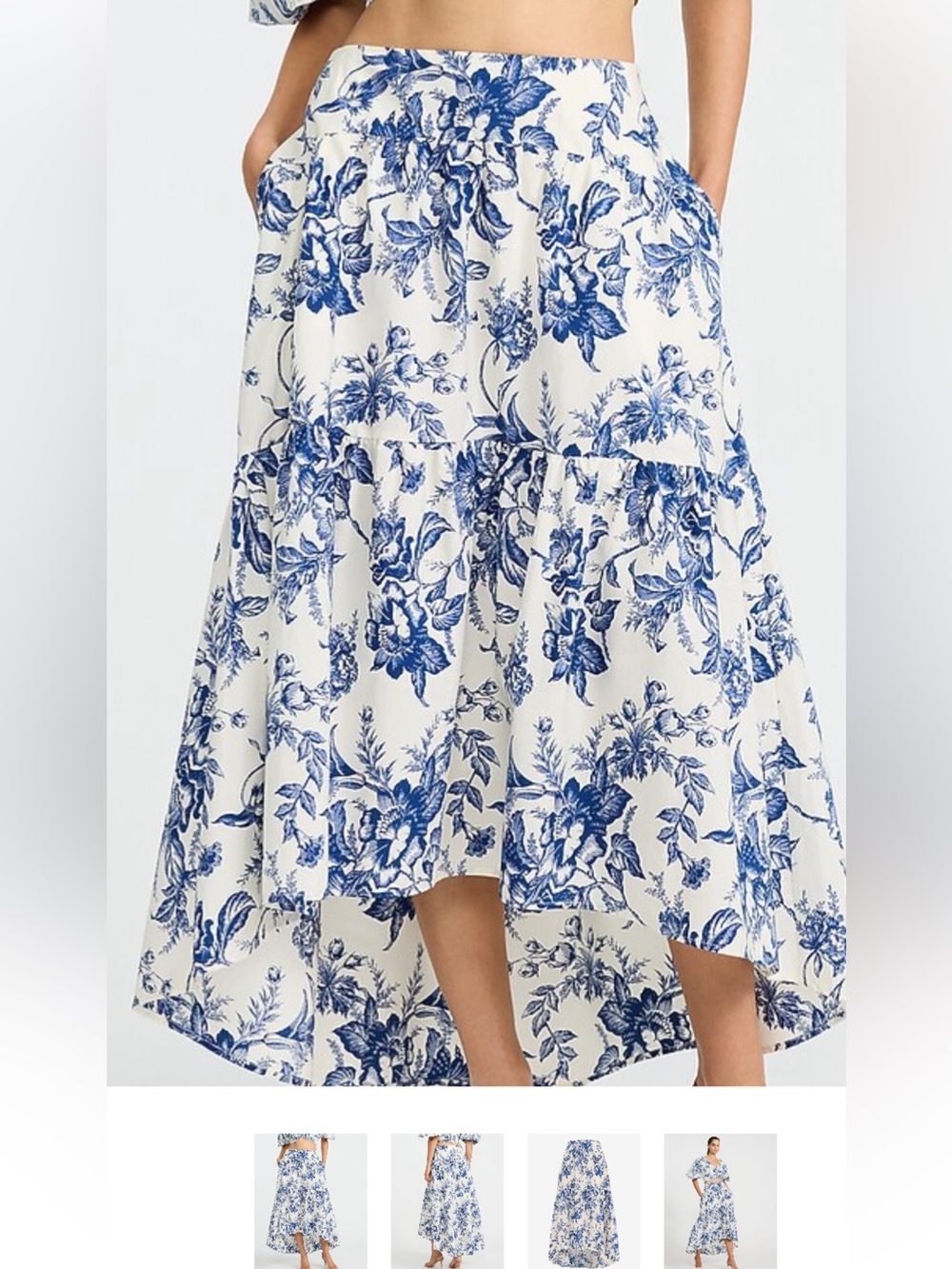 Express White Maxi Skirt with Blue Floral Print